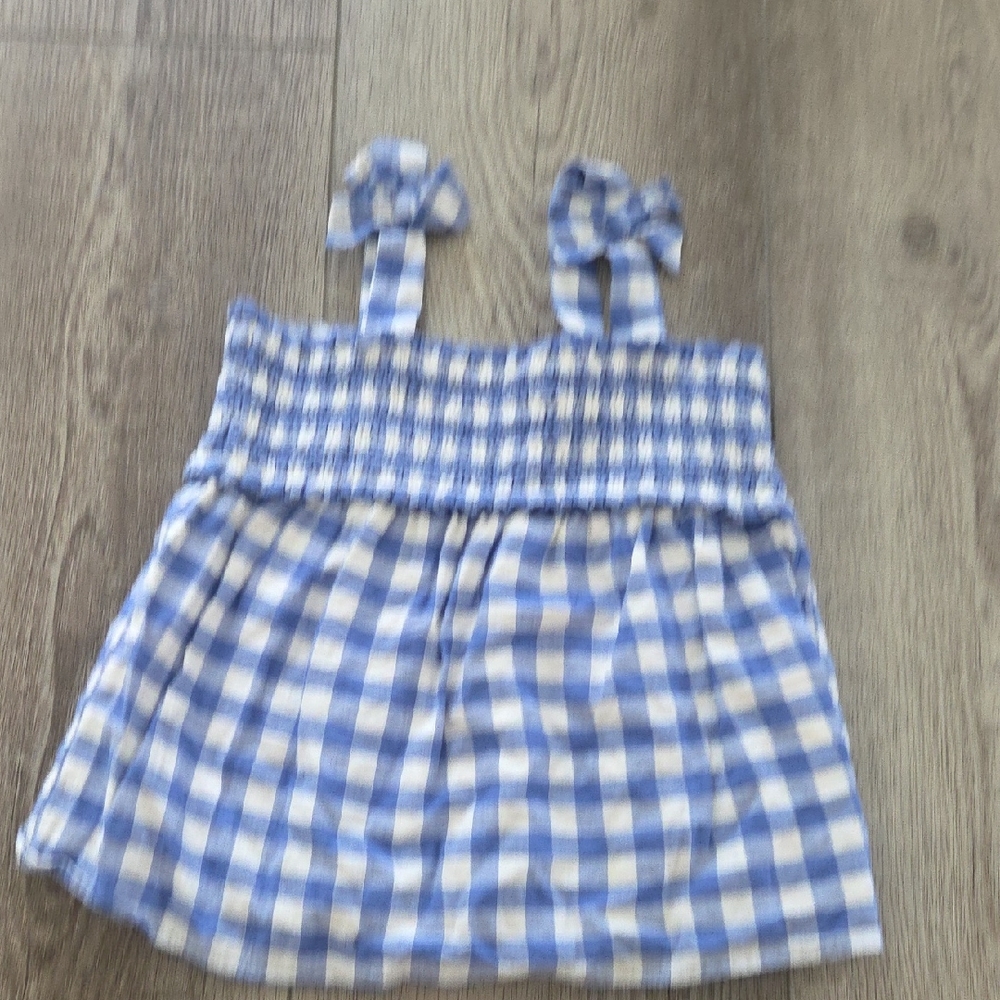 Blue and White Checkered Kids Top size 5T
